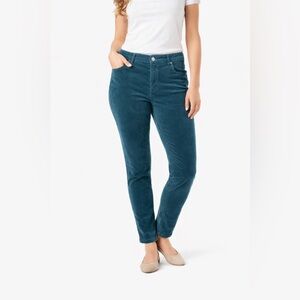 Kut from the Kloth Donna Ankle Skinny Jean Sz 16 Teal Faux Suede